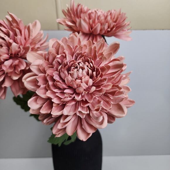 Hearth and Hand with Magnolia Faux Stem Dark Pink Mums 25" Tall Set of 3 NEW - Picture 3 of 5